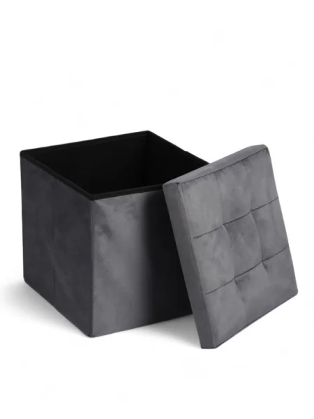 Пуф с ящиком 38х38х38см велюр 10 серый, нагрузка 120кг 10881142