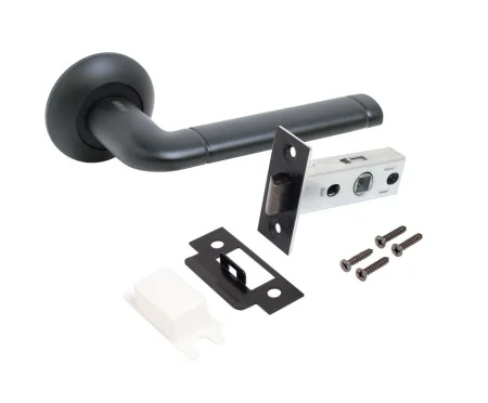 Комплект ручка+защелка АЛЛЮР АРТ  ПОЛО  BL+L45-8 BL (15150 S45) матовый черный  20