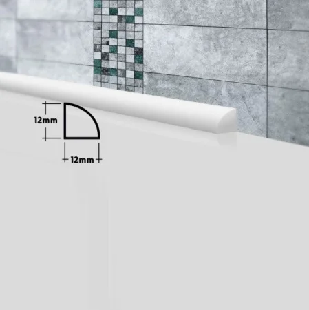 Плинтус акриловый 12х12х750мм правый R=12, искусственный камень П-К-12, белый 104