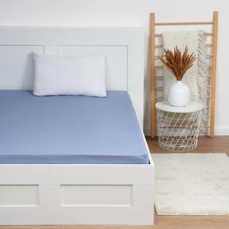 Простыня на резинке Этель 140х200х25см голубой, 100% хлопок, поплин 125г/м2 9241747