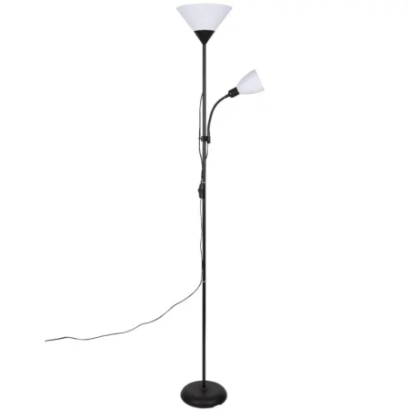 Торшер напольный UML-T520 E27+E14 BLACK/WHITE под лампу Е27 и Е14, 2х60W. Черный/Белый. ТМ Uniel