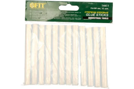 Стержни клеевые бесцветные 11мм х 100мм 12шт Fit 14411  1