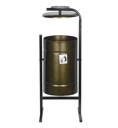Урна для мусора 21л "Космос" круглая с крышкой и пепельницей бронза Ц1550 *1