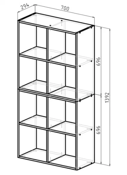 Стеллаж Герда 8 секции 1392х700х294мм Дуб грей
