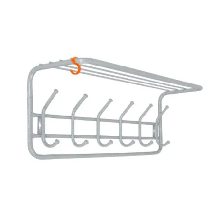 Вешалка настенная с полкой 80см 6 крючков белое серебро ВСП 7БС (ЗМИ) *1