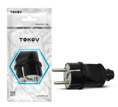 Вилка прямая 16А 250В с заземл. черн. TOKOV ELECTRIC TKL-PLZ- C05