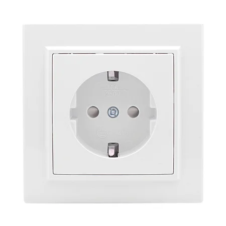 Розетка 1-м СП Минск 16А защ. шторки с заземл. бел. Basic EKF ERR16-028-100