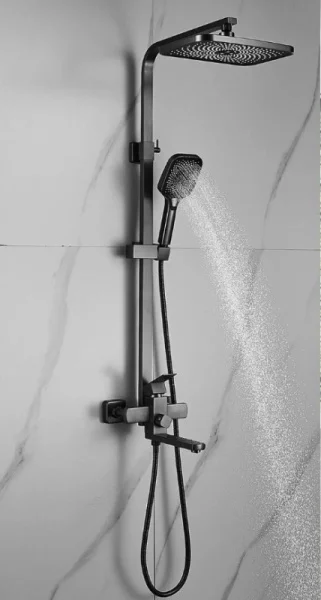 Душевая система Shevanik S7036T нержавеющая сталь, оружейная сталь