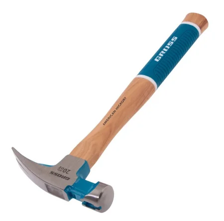 Молоток-гвоздодер American Hickory 560гр, угол 75, магнит, обрезиненная рукоятка Gross 10419  1