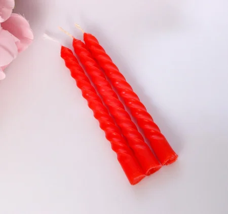 Набор свечей витых 1,5х15см 3 штуки красный 3636071 *1/