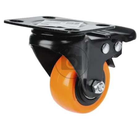 Опора колесная 50мм с пятой, поворот.подшипн., со стопором, ЧИБИС М1727 оранжевый