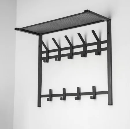 Вешалка настенная 2-х ярусная с полкой 67см ТОРОНТО 22 9 крючков графитовый ВСПТ22 Г (ЗМИ) *1