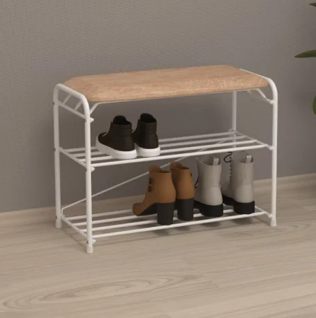 Подставка для обуви 2-х полочная 60 "Альфа 23" с сиденьем белый ПДОА23С БС (ЗМИ) *1