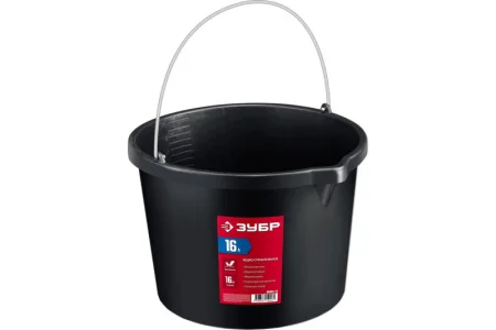 ЗУБР  16 л, ударопрочный пластик, с носиком, строительное ведро (06093-16) ЗУБР  16 л, ударопрочный пластик, с носиком, строительное ведро (06093-16)