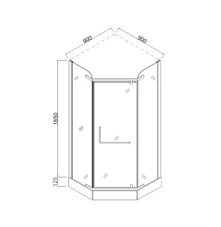 Душевое ограждение 31NВ 90х90х197,5см прозрачное стекло, черный профиль, с поддоном (Comforty)