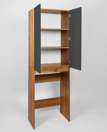 Шкаф над стиральной машиной Viant VBOS645G-SHSM Бостон разборный 380х645х1900мм графит