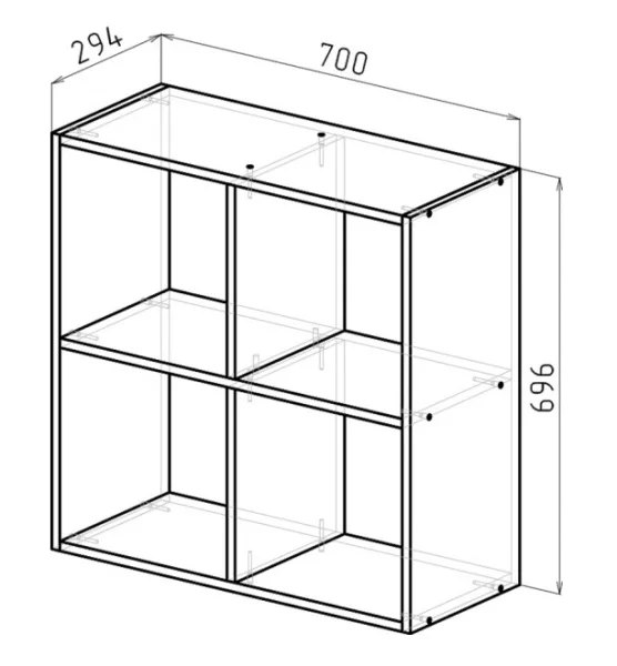 Стеллаж Герда 4 секции 696х700х294мм сонома