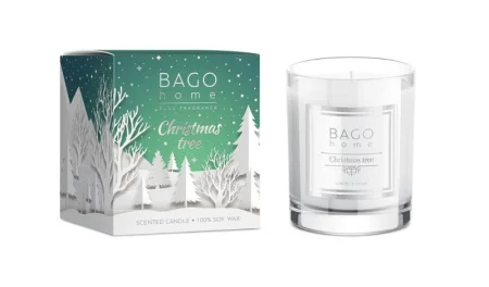 Свеча ароматическая Новогодняя елка в стекле 132г BNY0301 BAGO home *1