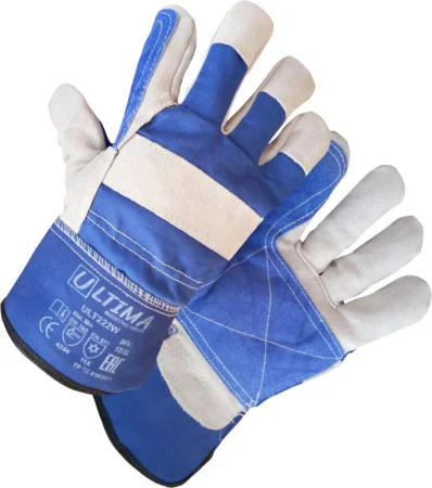 ULTIMA 222W Перчатки комбинированн спилковые с полиэфирным утеплит (коробка 100 пар./ упак.10 пар) (
