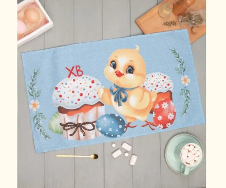 Полотенце кухонное Доляна Цыплёнок и куличи 35х60см 100% хлопок рогожка 164 г/м2 9284369 *1