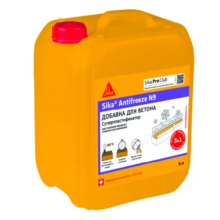 Добавка для зимнего бетонирования Sika Антифриз суперпластификатор N9 RU 5л  1 4