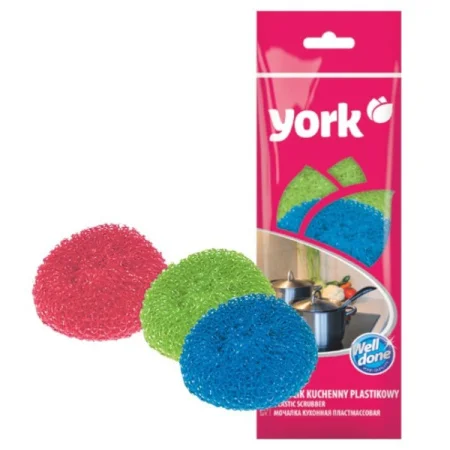 Губки  для посуды пластиковые 3шт 8х8х2,5см YORK Y001010 *1