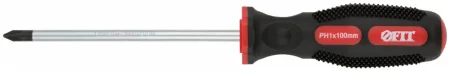 Отвертка крестовая РН1 5х100мм двухкомпонентная рукоятка сталь CrV Fit Профи Универсал 55106  1