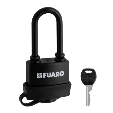 Замок навесной Fuaro PL-WEATHER-3660 LS 3key BLACK удл. дужка, англ.  блистер