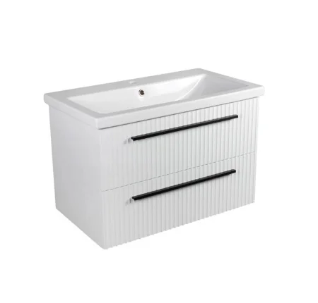 Тумба подвесная AGATA Суматра 80 АТ80-958 Белый матовый, 2 ящика с раковиной Como 80