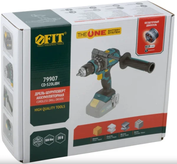 Дрель-шуруповерт аккум. Fit CD-S20LiBH 79907 20В, 100Нм, коробка