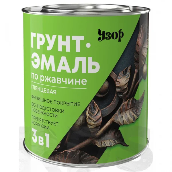Грунт-эмаль 3в1 по ржавчине Узор красный 1,8кг