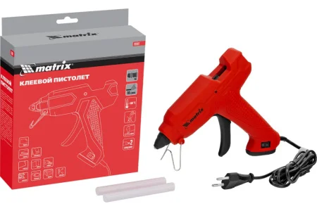 Пистолет клеевой 11мм 40 (100) Вт 18 г мин, выключатель и индикатор напряжения Matrix 93007  1