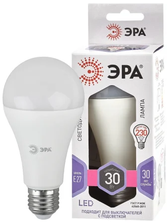 Лампа Е27 груша 30Вт 2400Лм 6000К LED A65-30W-860-E27 Б0048017 (Эра)  1 10