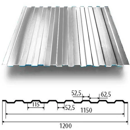 Профлист С-8 1200х2000х0,45мм оцинкованный (2,4м²)