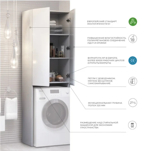 Шкаф над стиральной машиной VIGO Wing 640 белый