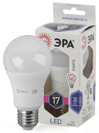 Лампа Е27 груша 17Вт 1360Лм 6000К LED A60-17W-860-E27 Б0031701 (Эра)  1 10