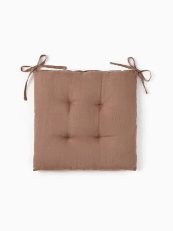 Подушка на стул "Этель" Woody 42×42см коричневая 100% лён 10494062 *1