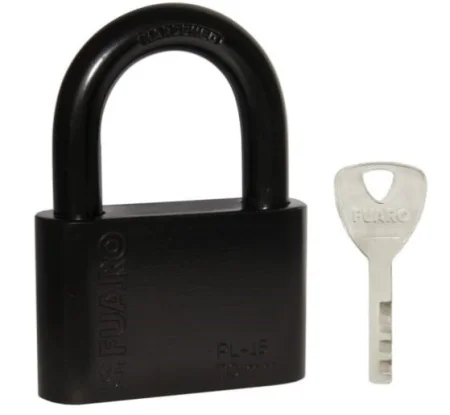 Замок навесной FUARO PL-WEATHER-1570 Black 4 fin key ( PL-15-70) диск.  блистер  12