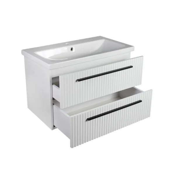 Тумба подвесная AGATA Суматра 80 АТ80-958 Белый матовый, 2 ящика с раковиной Como 80