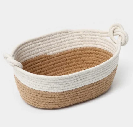Корзина для хранения ручного плетения "Вега", хлопок, 33х22х13, цвет бежевый 6912996