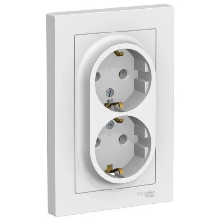 Розетка 2-м СП AtlasDesign 16А с заземл., с защитной шторкой, белая ATN000124 Systeme Electric