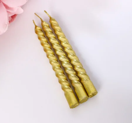 Набор свечей витых 1,5х15см 3 штуки золотой 3636064 *1/