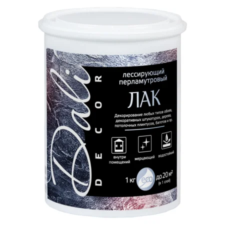 Лак DALI лессирующий перламутровый серебро 1кг  1 6 384