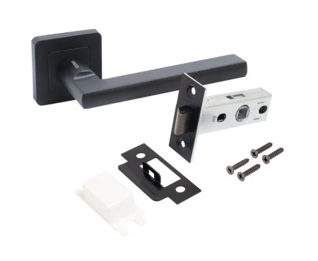 Комплект ручка+защелка АЛЛЮР АРТ  ВЕНСАН  BL+L45-8 BL (26150 S45) матовый черный  20