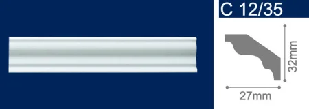 Плинтус потолочный экструзионный С12/35 2м (27х32мм) Солид 