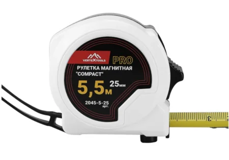 Рулетка 5,5м 25мм  COMPACT  автостоп VertexTools 2045-5-25  1