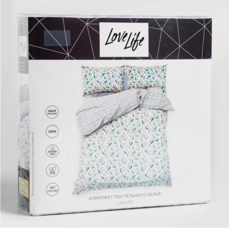 Постельное белье LoveLife 2сп Leaves 175х215см 200х225см 50х70см -2шт 100% хлопок сатин 125г/м2 7841039