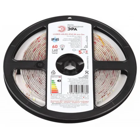 Лента светодиодная LS2835-60LED-IP65-W-eco-5m холодный белый 6500К Б0035590 (Эра)  1 80