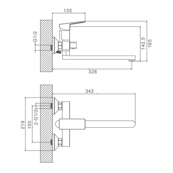 Смеситель для ванны и душа Prohanss P60.22.09 графит