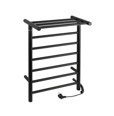 Полотенцесушитель электрический "Лесенка" 68х50 прямой с полкой, черный, 09017B (Brimix)